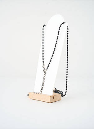 Colier lung ornament charmă / pandantiv negru SATINE femeie