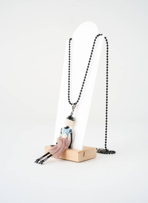 Colier lung negru SATINE femeie