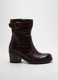 Botine/ghete țesătură satinată toc de 4 la 6 cm maro FELMINI femme
