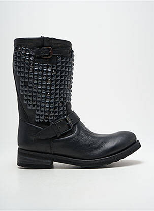 Botine/ghete țesătură satinată toc de 4 la 6 cm negru ASH femeie