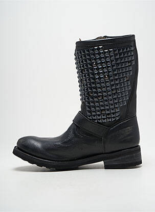 Botine/ghete țesătură satinată toc de 4 la 6 cm negru ASH femeie