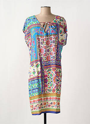 Rochie midi imprimeu floral mâneci scurte albastru EMA BLUE'S femeie