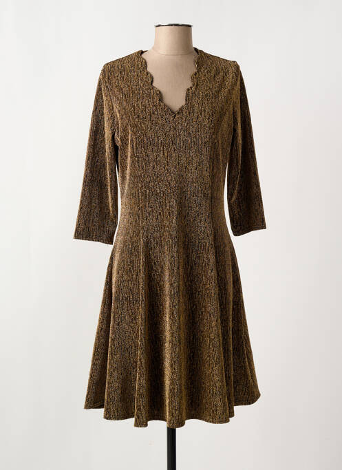 Rochie midi mâneci 3/4 mâneci 3/4 auriu LE SINGE DE JULIE femme