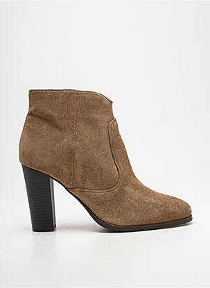 Botine/ghete nubuc toc de 7 la 9 cm bej ALIWELL femeie