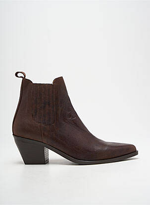 Botine/ghete material neted toc de 4 la 6 cm maro NGY femeie