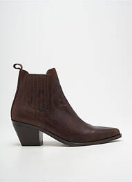 Botine/ghete material neted toc de 4 la 6 cm maro NGY femme