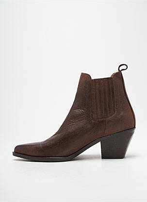 Botine/ghete material neted toc de 4 la 6 cm maro NGY femeie