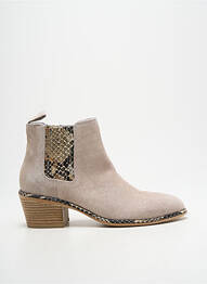 Botine/ghete vârf ascuțit toc de 4 la 6 cm bej REGARD femme
