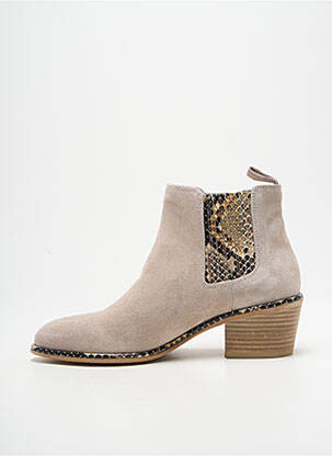 Botine/ghete nubuc toc de 4 la 6 cm bej REGARD femeie