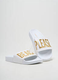 Mulete/saboți țesătură satinată toc plat până la 3 cm alb THE WHITE BRAND femeie