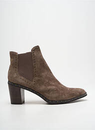 Botine/ghete țesătură satinată toc de 7 la 9 cm maro MAM'ZELLE femme