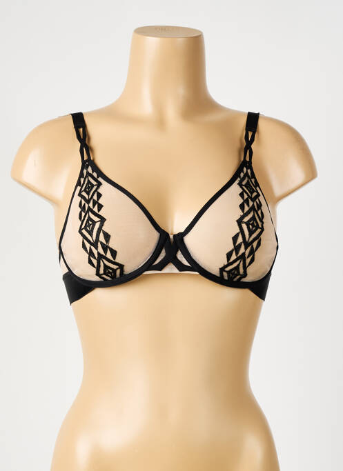 Sutien ușoară și transparentă sutien cupe întregi cu decolteu înalt negru CHANTELLE femme