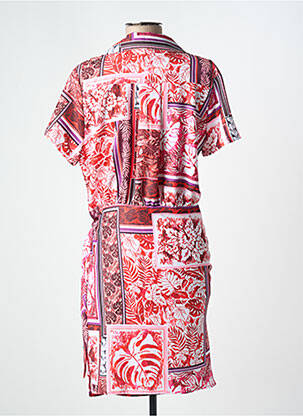 Rochie midi imprimeu fantezie mâneci scurte roz VINTAGE LOVE femeie