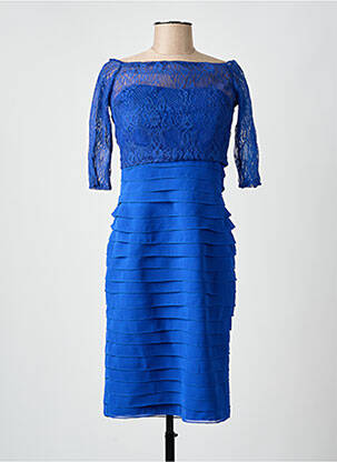 Rochie midi mâneci 3/4 mâneci 3/4 albastru FASHION NEW YORK femeie