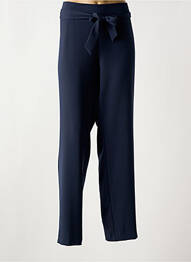 Pantalon drept țesătură crep talie înaltă albastru FRANK WALDER femme