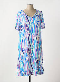 Rochie midi imprimeu fantezie mâneci scurte albastru I.ODENA femme