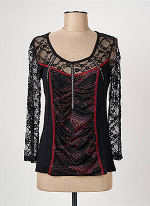 Top țesătură jersey mâneci lungi negru CHRISTINE LAURE femeie