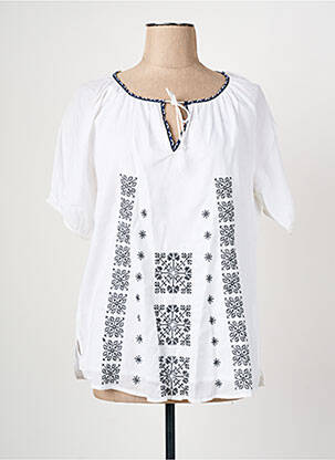 Bluză țesătură poplin mâneci 3/4 alb CHRISTINE LAURE femme