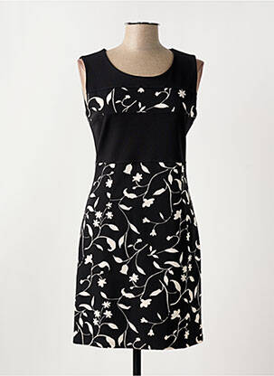 Rochie midi imprimeu fantezie fără mâneci negru QUATRE VINGT JOURS femme