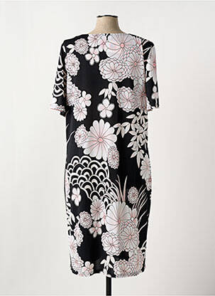 Rochie midi imprimeu floral mâneci scurte negru CHRISTINE LAURE femeie