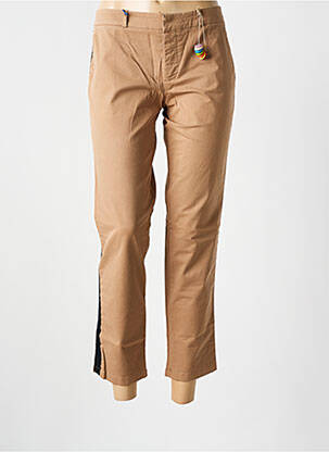 Pantalon chino țesătură poplin mărime normală cafe deschis LEON & HARPER femeie