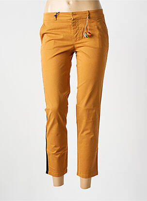 Pantalon chino țesătură poplin mărime normală maro închis LEON & HARPER femeie