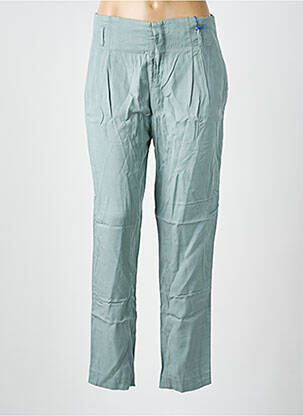 Pantalon drept talie cu cleme talie înaltă verde LEON & HARPER femeie