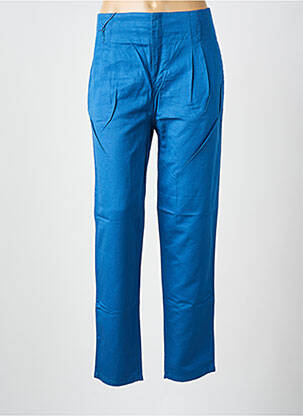 Pantalon drept talie cu cleme talie înaltă albastru LEON & HARPER femeie