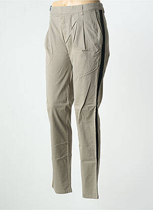 Pantalon chino broderie galoni laterali mărime normală bej LEON & HARPER femeie