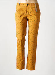 Pantalon chino țesătură poplin mărime normală galben LEON & HARPER femeie