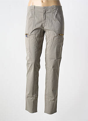 Pantalon slim țesătură poplin mărime normală gri LEON & HARPER femeie