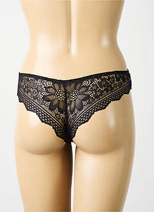 Tanga efect material satinat negru SIMONE PERELE femeie