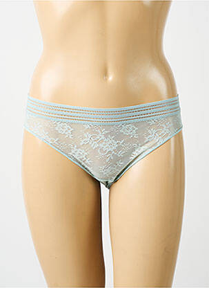 Tanga efect material satinat albastru MAISON LEJABY femeie