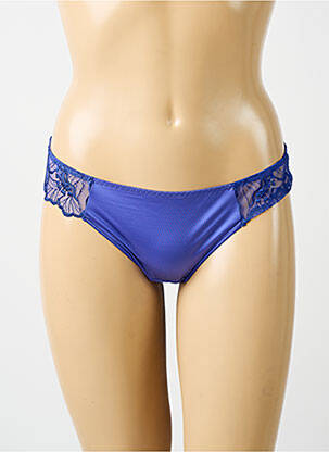 Tanga efect material satinat albastru MAISON LEJABY femeie