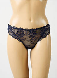 Tanga efect material satinat albastru SIMONE PERELE femme