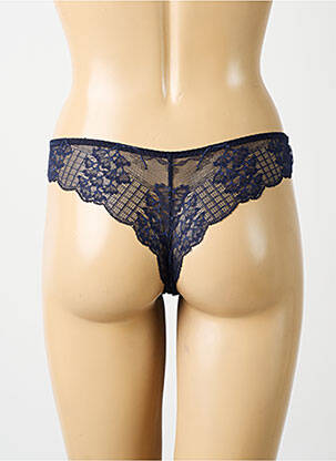 Tanga efect material satinat albastru SIMONE PERELE femeie