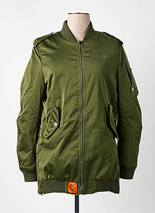Geacă efect material satinat verde BOMBERS femeie