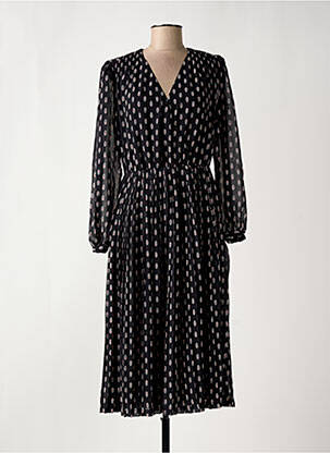 Rochie midi imprimeu fantezie mâneci lungi negru PEPE JEANS femeie