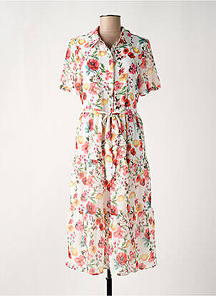 Rochie midi imprimeu floral mâneci scurte alb NA-KD femeie