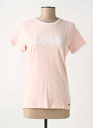 Tricou serigrafie flockată mâneci scurte roz LOIS femeie