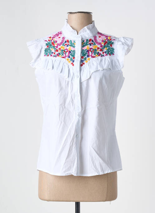 Cămașă croială dreaptă fără mâneci alb SO SWEET femme