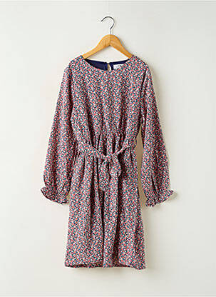 Rochie midi guler rotund mâneci lungi roz PM MERE & FILLE fată
