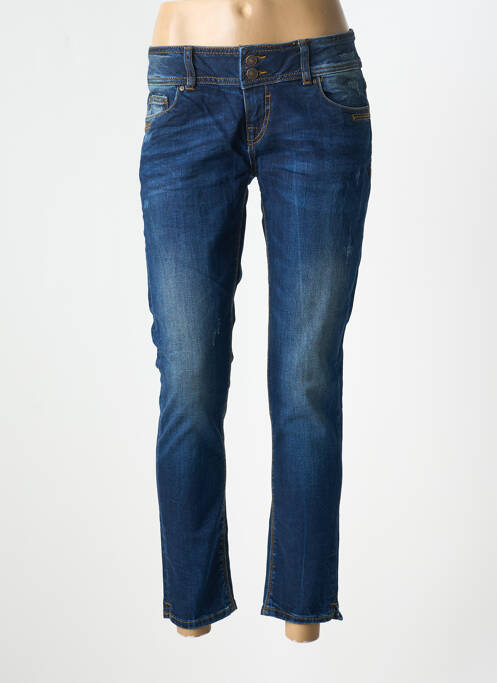 Blugi cu croială slim efect uzat decolorat talie joasă albastru LTB femme