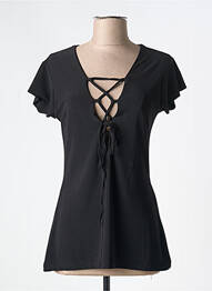 Tricou guler în v mâneci scurte negru MARY COOL femme