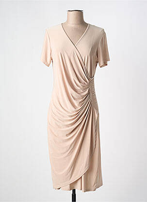 Rochie midi mâneci scurte mâneci scurte bej PARISIENNE femeie
