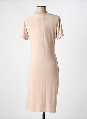Rochie midi mâneci scurte mâneci scurte bej PARISIENNE femeie
