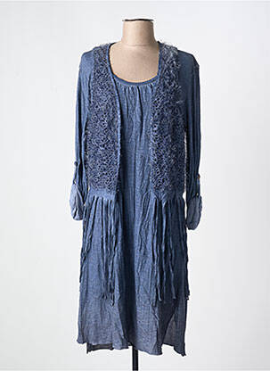 Rochie midi mâneci lungi mâneci lungi albastru COCOO MIN femeie