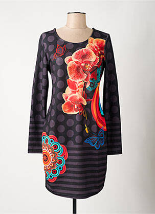 Rochie midi imprimeu floral mâneci lungi negru 101 IDEES femeie