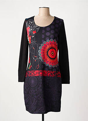Rochie midi imprimeu fantezie mâneci lungi negru 101 IDEES femeie