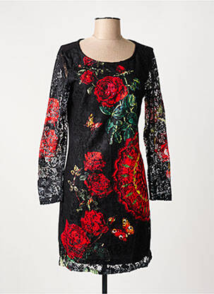 Rochie midi imprimeu floral mâneci lungi negru 101 IDEES femeie